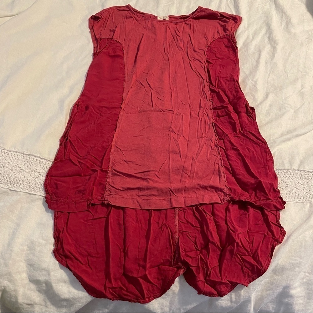 T.La XS High-low top blouse short sleeve two tone tunic Anthropologie dress
